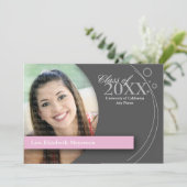 曲線&ドットグラデーション：カスタムピンク 招待状 (スタンド正面)