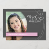 曲線&ドットグラデーション：カスタムピンク 招待状 (正面/裏面)