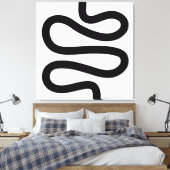 曲線 – 白に黒 キャンバスプリント (インサイチュ (寝室))
