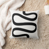 曲線 – 白に黒 クッション (ブランケット)