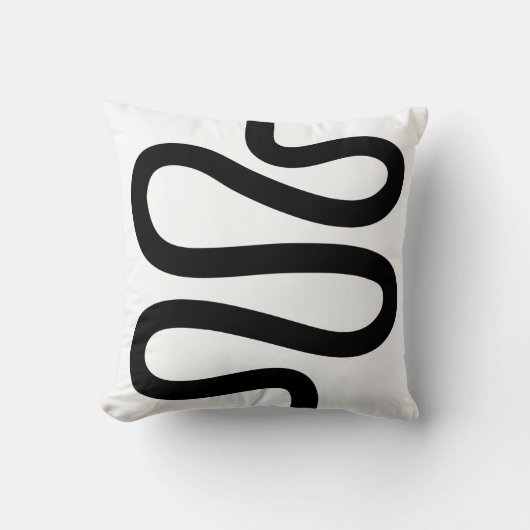 曲線 – 白に黒 クッション (正面)