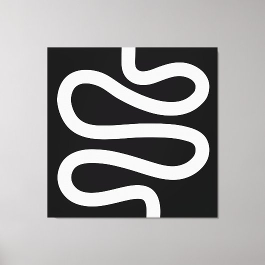 曲線 – 白（黒） キャンバスプリント (正面)