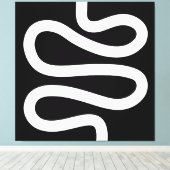 曲線 – 白（黒） キャンバスプリント (インサイチュ (ウッドフロア))