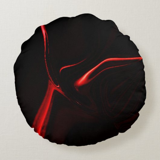 曲線、赤い暗い、黒い資金の起伏。 ラウンドクッション (裏面)