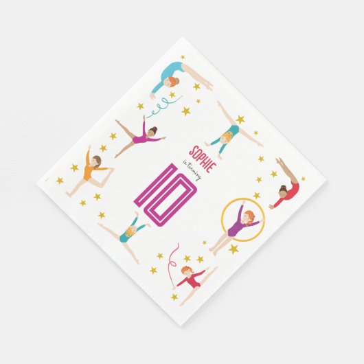 曲芸と体操のスポーツ女の子の誕生日 スタンダードランチョンナプキン (角)