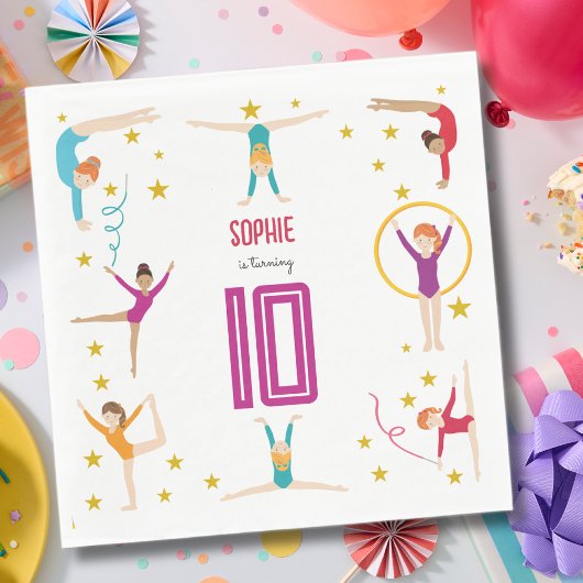 曲芸と体操のスポーツ女の子の誕生日 スタンダードランチョンナプキン