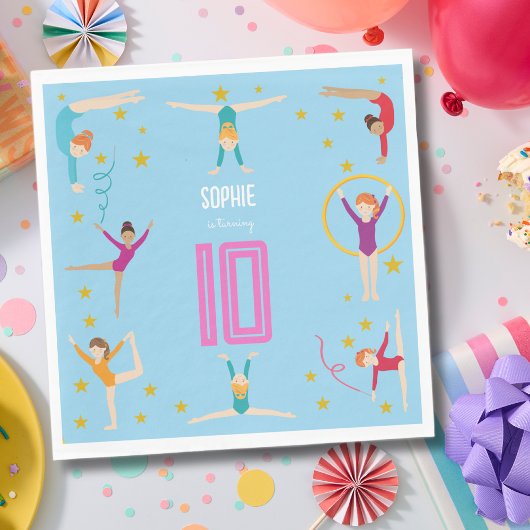 曲芸と体操のスポーツ女の子の誕生日 スタンダードランチョンナプキン