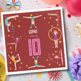 曲芸と体操のスポーツ女の子の誕生日 スタンダードランチョンナプキン