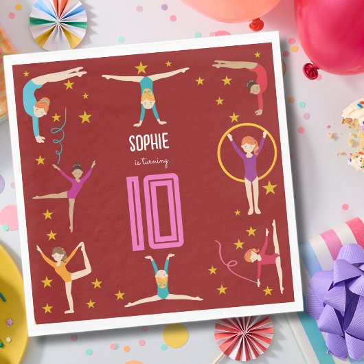 曲芸と体操のスポーツ女の子の誕生日 スタンダードランチョンナプキン