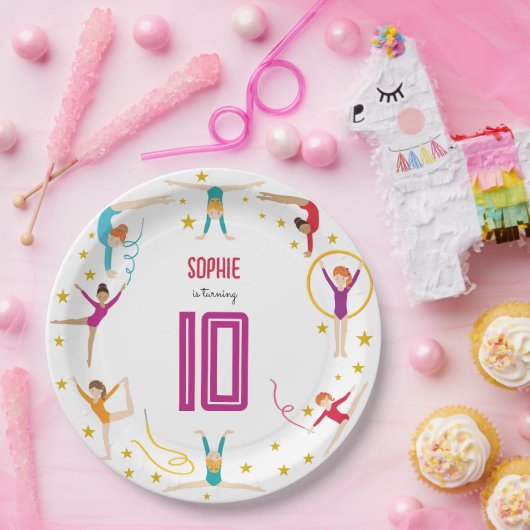 曲芸と体操のスポーツ女の子の誕生日 ペーパープレート (パーティー)