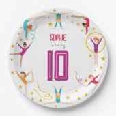 曲芸と体操のスポーツ女の子の誕生日 ペーパープレート (正面)