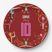 曲芸と体操のスポーツ女の子の誕生日 ペーパープレート (正面)