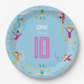 曲芸と体操のスポーツ女の子の誕生日 ペーパープレート (正面)