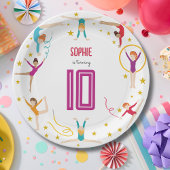 曲芸と体操のスポーツ女の子の誕生日 ペーパープレート