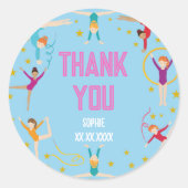 曲芸と体操のスポーツ女の子の誕生日 ラウンドシール (正面)