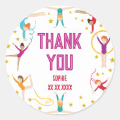 曲芸と体操のスポーツ女の子の誕生日 ラウンドシール (正面)