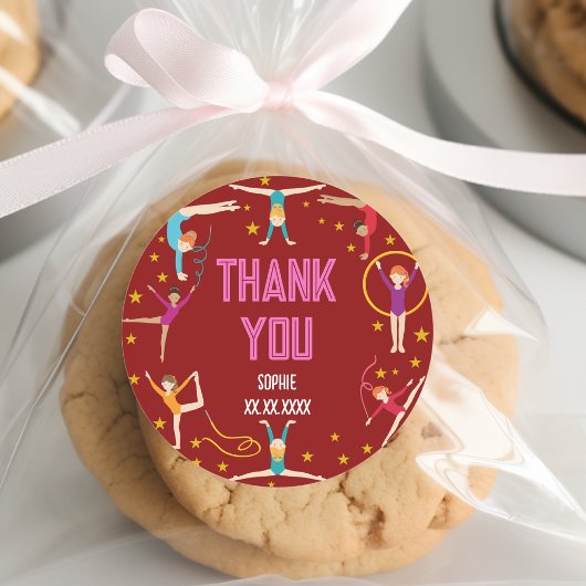 曲芸と体操のスポーツ女の子の誕生日 ラウンドシール