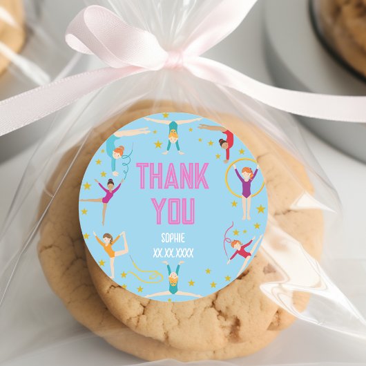 曲芸と体操のスポーツ女の子の誕生日 ラウンドシール