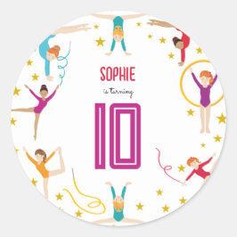 曲芸と体操のスポーツ女の子の誕生日 ラウンドシール