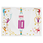 曲芸と体操のスポーツ女の子の誕生日 ラージペーパーバッグ (裏面)