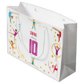 曲芸と体操のスポーツ女の子の誕生日 ラージペーパーバッグ (裏面アングル)
