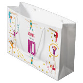 曲芸と体操のスポーツ女の子の誕生日 ラージペーパーバッグ (正面アングル)