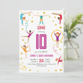 曲芸と体操のスポーツ女の子の誕生日 招待状 (スタンド正面)