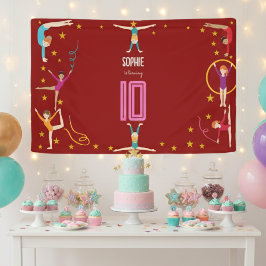 曲芸と体操のスポーツ女の子の誕生日 横断幕