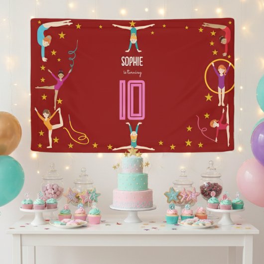 曲芸と体操のスポーツ女の子の誕生日 横断幕