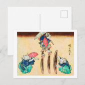 曲芸猫、広重、浮世絵 ポストカード (正面/裏面)