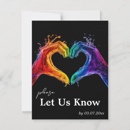 🌈曲❤️の要求ハートを含むプライド結婚 出欠カード (正面)