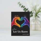 🌈曲❤️の要求ハートを含むプライド結婚 出欠カード (スタンド正面)