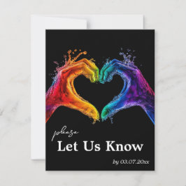 🌈曲❤️の要求ハートを含むプライド結婚 出欠カード