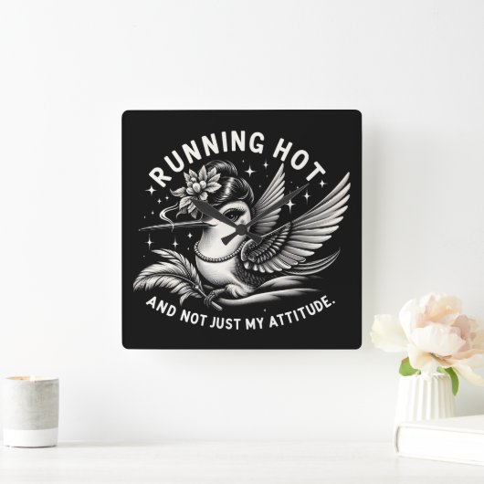 更年期おもしろいホットフラッシュウォールクロック スクエア壁時計 (ホーム)