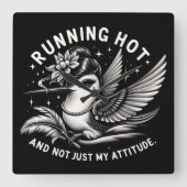 更年期おもしろいホットフラッシュウォールクロック スクエア壁時計 (正面)