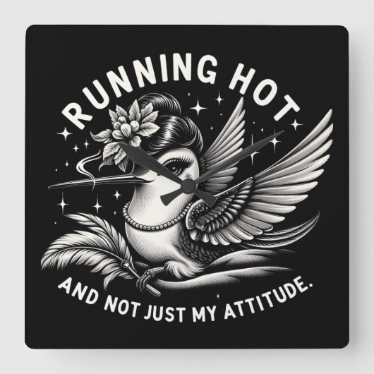 更年期おもしろいホットフラッシュウォールクロック スクエア壁時計 (正面)