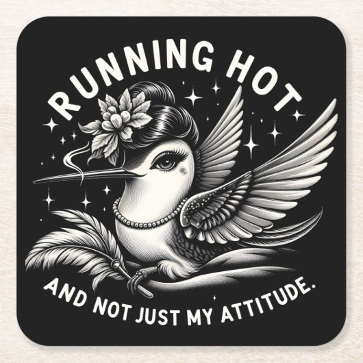 更年期おもしろいホットフラッシュコースター スクエアペーパーコースター (正面)