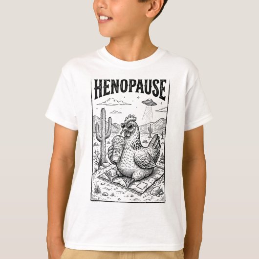 更年期ジョーク ニワトリ アイスコーヒー 砂漠 エイリアン U Tシャツ (正面)