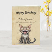 更年期ユーモア ストレス 不機嫌な猫 カード (黄色い花)