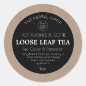 更年期レリーフ、 浮き彫りルーズハーブティーのロゴラベル ラウンドシール (正面)