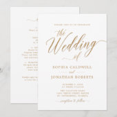 更新されたオールインワンゴールドカリグラフィーウェディング 招待状 (正面/裏面)