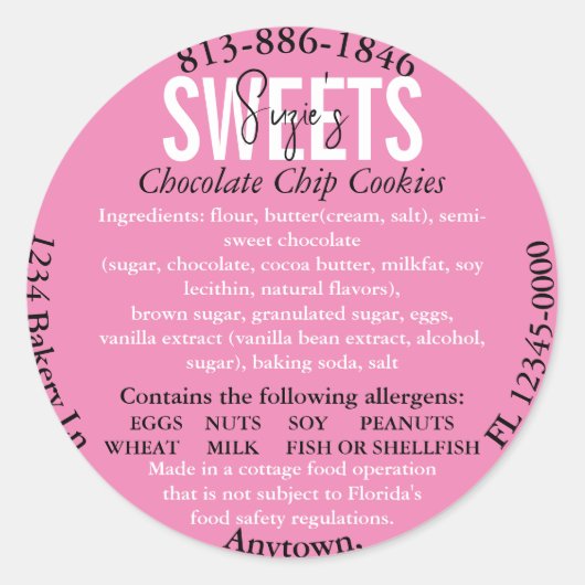 更新されたフロリダ州コテージ法の原料ラベル ラウンドシール (正面)