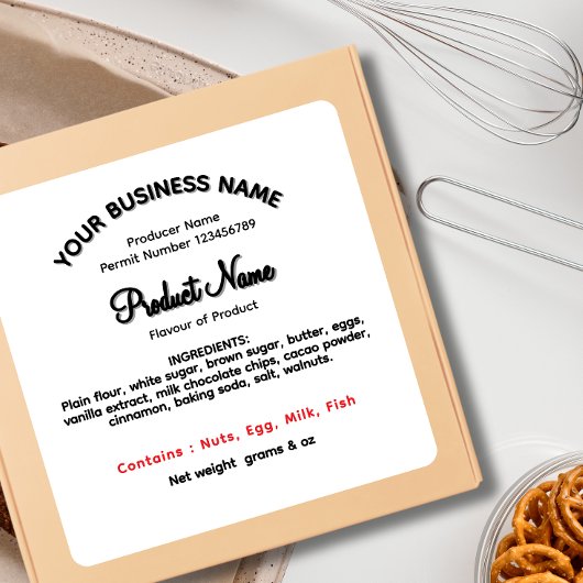 更新されたワシントンコテージ食品法ラベル スクエアシール