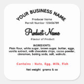 更新されたワシントンコテージ食品法ラベル スクエアシール (正面)