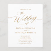 更新された予算金ゴールド書道結婚式の招待 (正面)