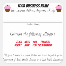 更新テキサス州コテージ法食品ラベルのシール スクエアシール