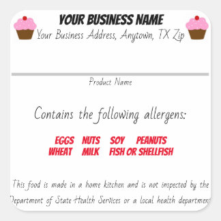 更新テキサス州コテージ法食品ラベルのシール スクエアシール