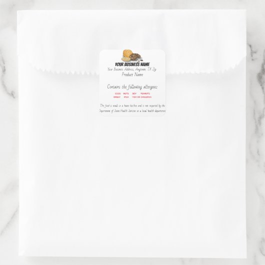 更新テキサス州コテージ法食品ラベルのシール スクエアシール (バッグ)