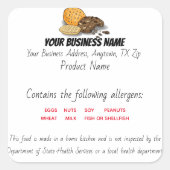 更新テキサス州コテージ法食品ラベルのシール スクエアシール (正面)