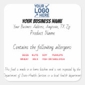 更新テキサス州コテージ法食品ラベルのシール スクエアシール (正面)